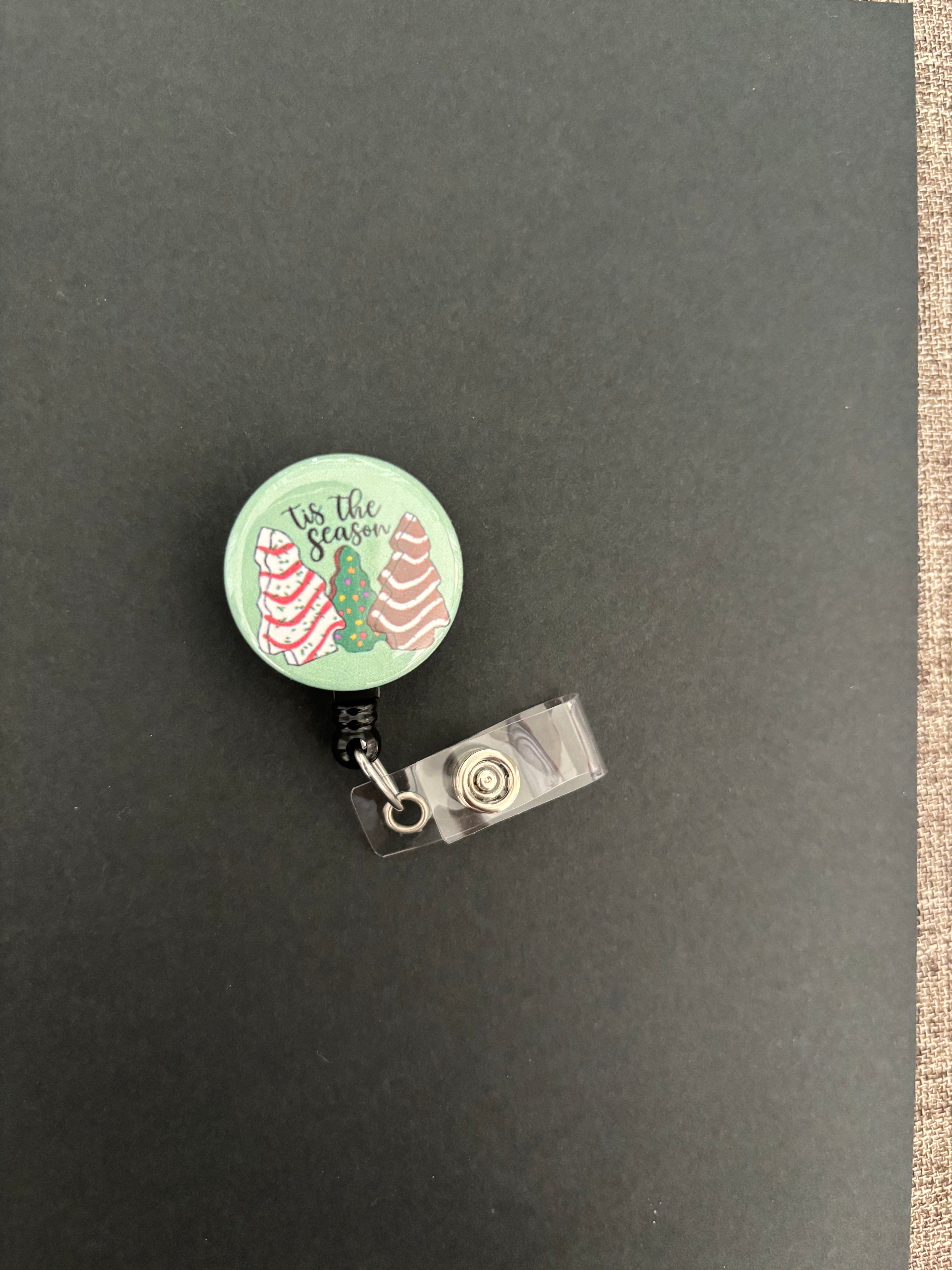 Christmas Tree Cakes Badge Holder, Retractable ID Badge Reel, Tis The Season, Little Debbie, Snack Cake, Cute, Gift