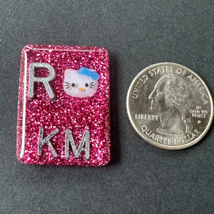 Cute hello Kitty Xray Markers, Rectangle, Glitter, Cat X-ray Markers, With 2 or 3 Initials