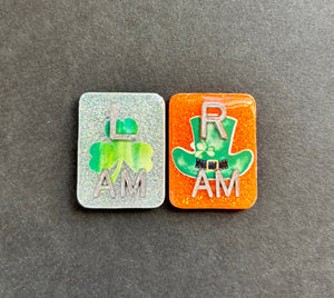 St. Patrick's Day Xray Markers, Rectangle, With Initials, Glitter, St Patricks Day, Irish, Shamrock, Leprechaun, Top Hat