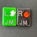 Ghost & Pumpkin Xray Markers, With 2 or 3 Initials, Large Rectangle, Pumpkin, Halloween, Autumn, Orange, white, Glitter