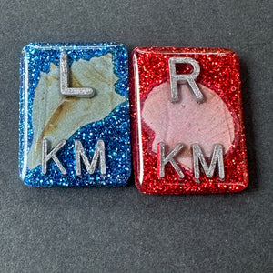 Sea shell X-ray Markers, With 2 or 3 Initials, Rectangle, Glitter, Conch & clam