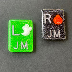 Ghost & Pumpkin Xray Markers, With 2 or 3 Initials, Large Rectangle, Pumpkin, Halloween, Autumn, Orange, white, Glitter