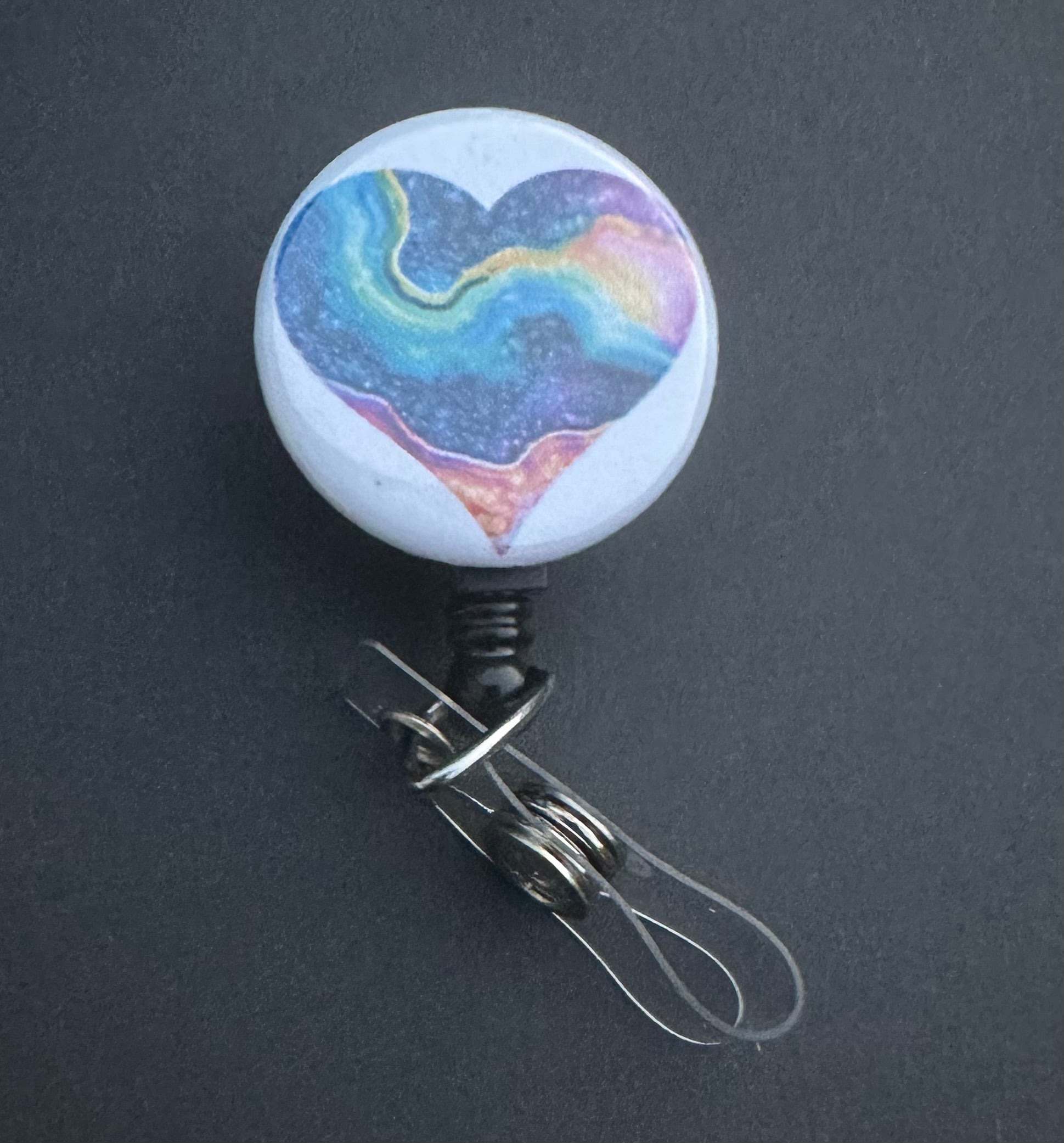 Oil spill heart Retractable ID Badge Holder, heart, oil spill