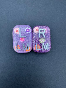 Hawaiian flowers Xray Markers, 2 or 3 Initials, flowers, summer, hawaiian Small Rectangle, Glitter