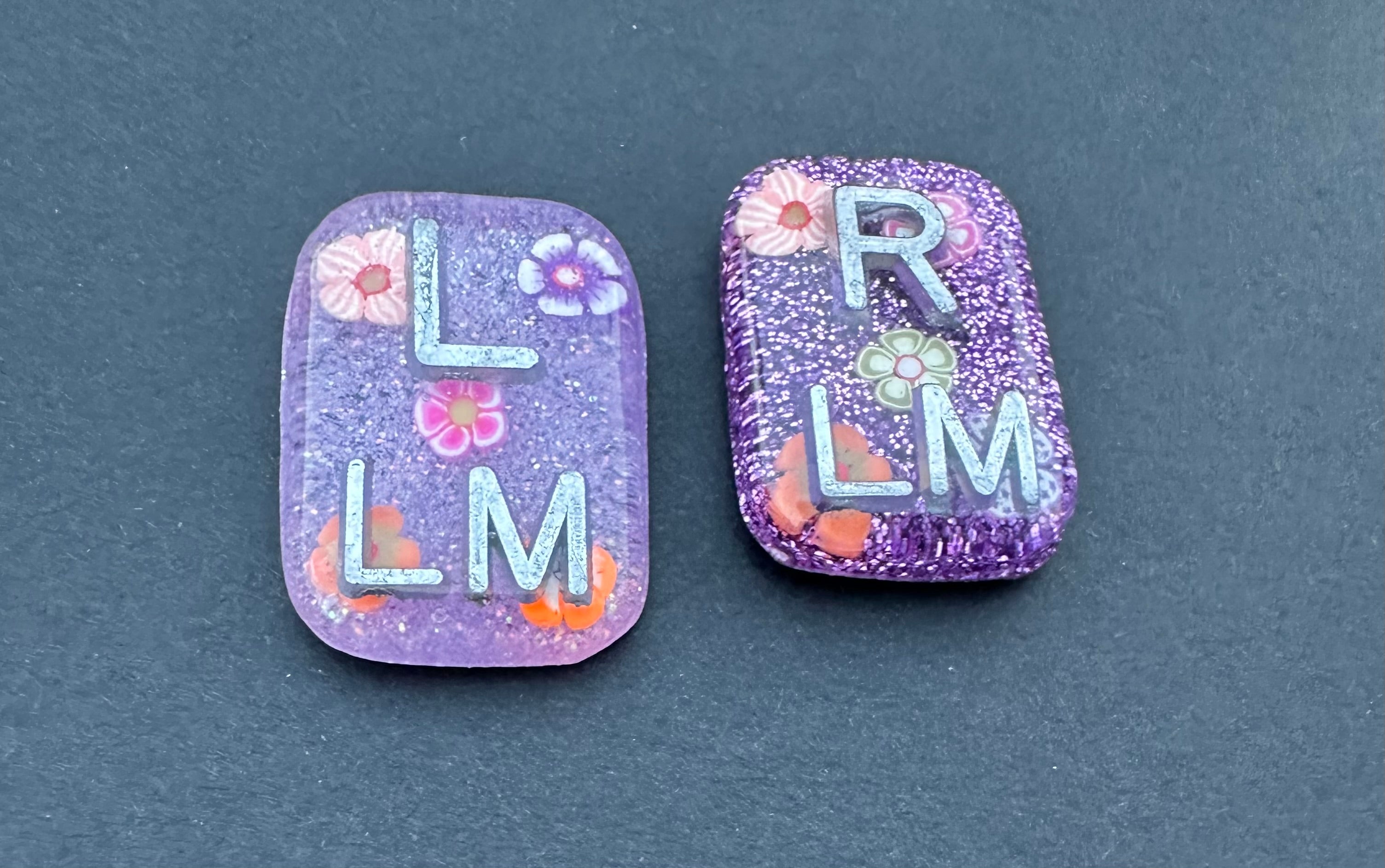 Hawaiian flowers Xray Markers, 2 or 3 Initials, flowers, summer, hawaiian Small Rectangle, Glitter