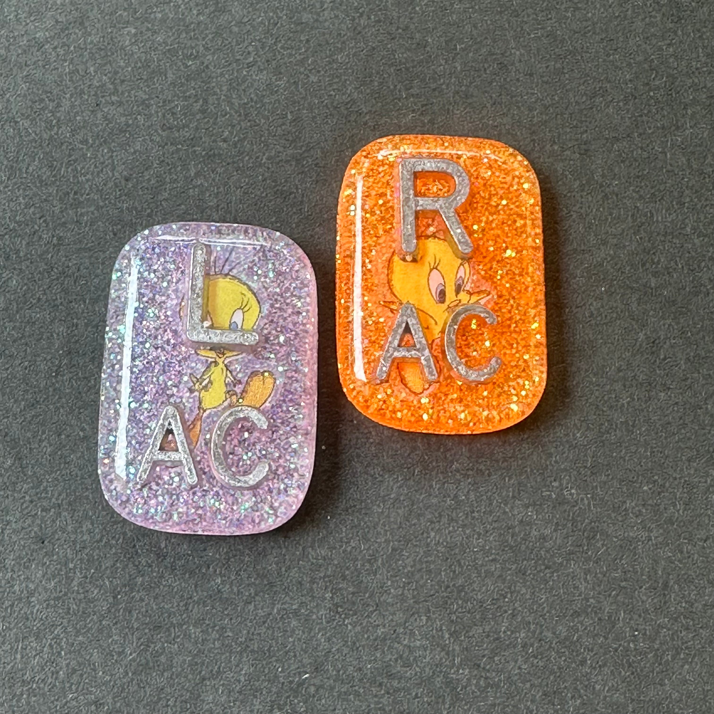 Tweety Bird X-ray Markers, 2 or 3 Initials, cute, tweety, bird, Small Rectangle, Glitter