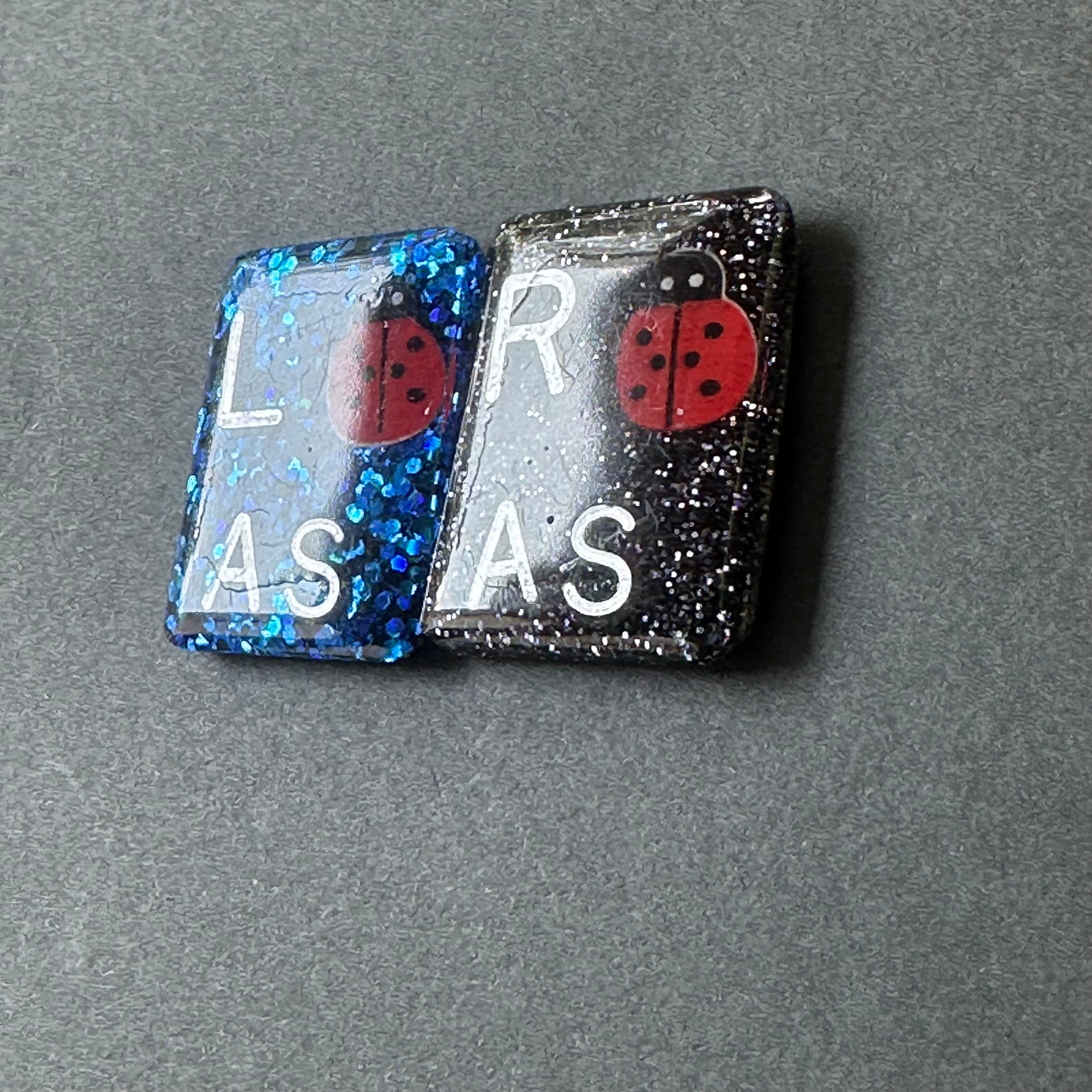 Lady Bug Xray Markers, With 2 or 3 Initials, Glitter