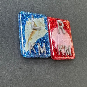 Sea shell X-ray Markers, With 2 or 3 Initials, Rectangle, Glitter, Conch & clam