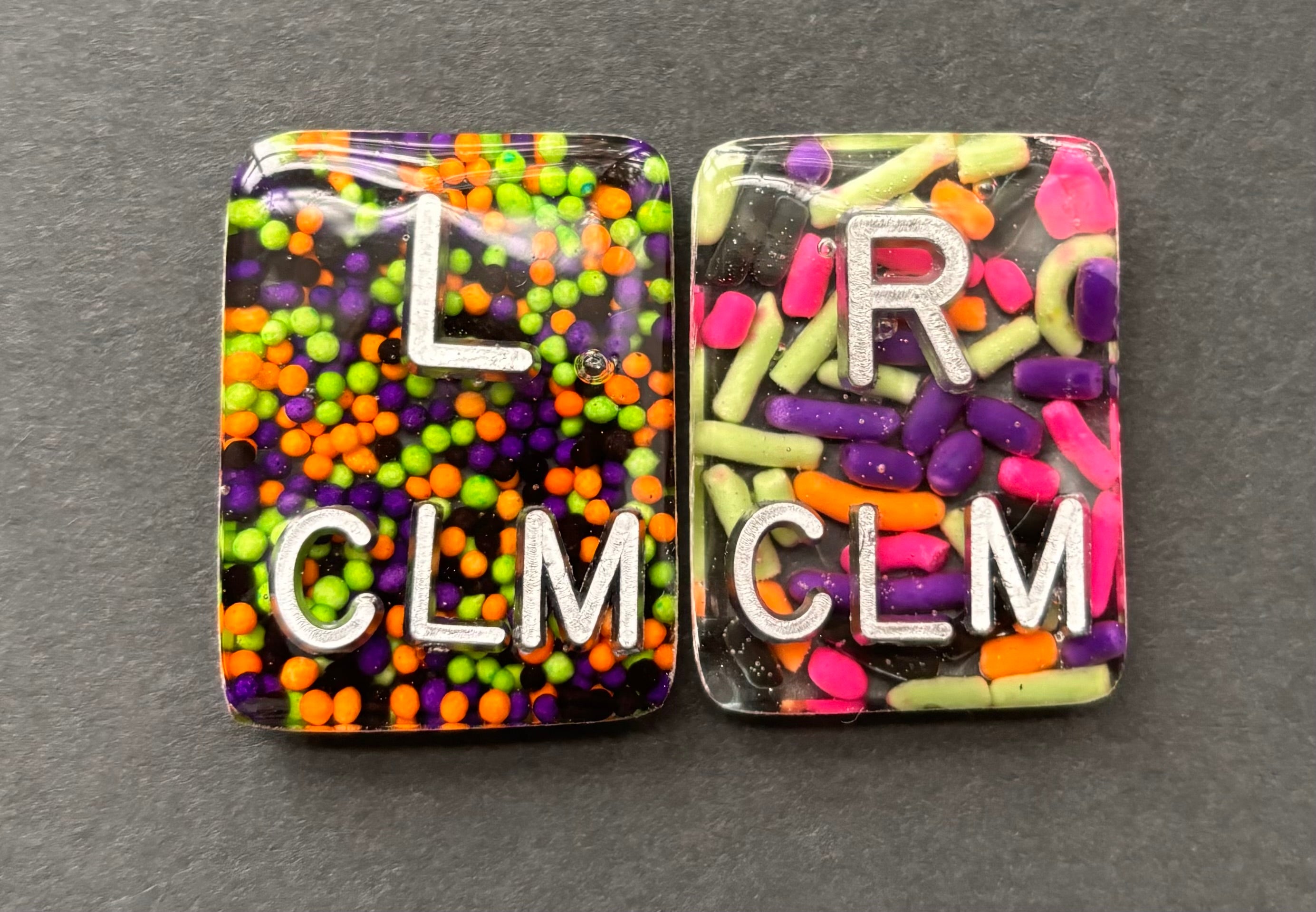 Halloween Sprinkle Xray Markers, Rectangle, 2 or 3 Initials, Cute, Fun, Glitter