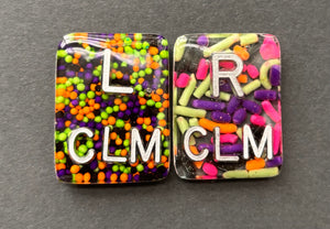 Halloween Sprinkle Xray Markers, Rectangle, 2 or 3 Initials, Cute, Fun, Glitter