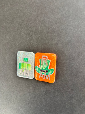 St. Patrick's Day Xray Markers, Rectangle, With Initials, Glitter, St Patricks Day, Irish, Shamrock, Leprechaun, Top Hat