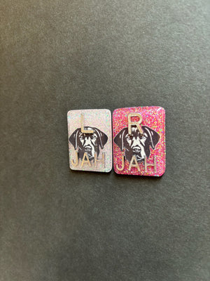 Black Lab Xray Markers, With 2 or 3 Initials, Rectangle, Glitter, Dog