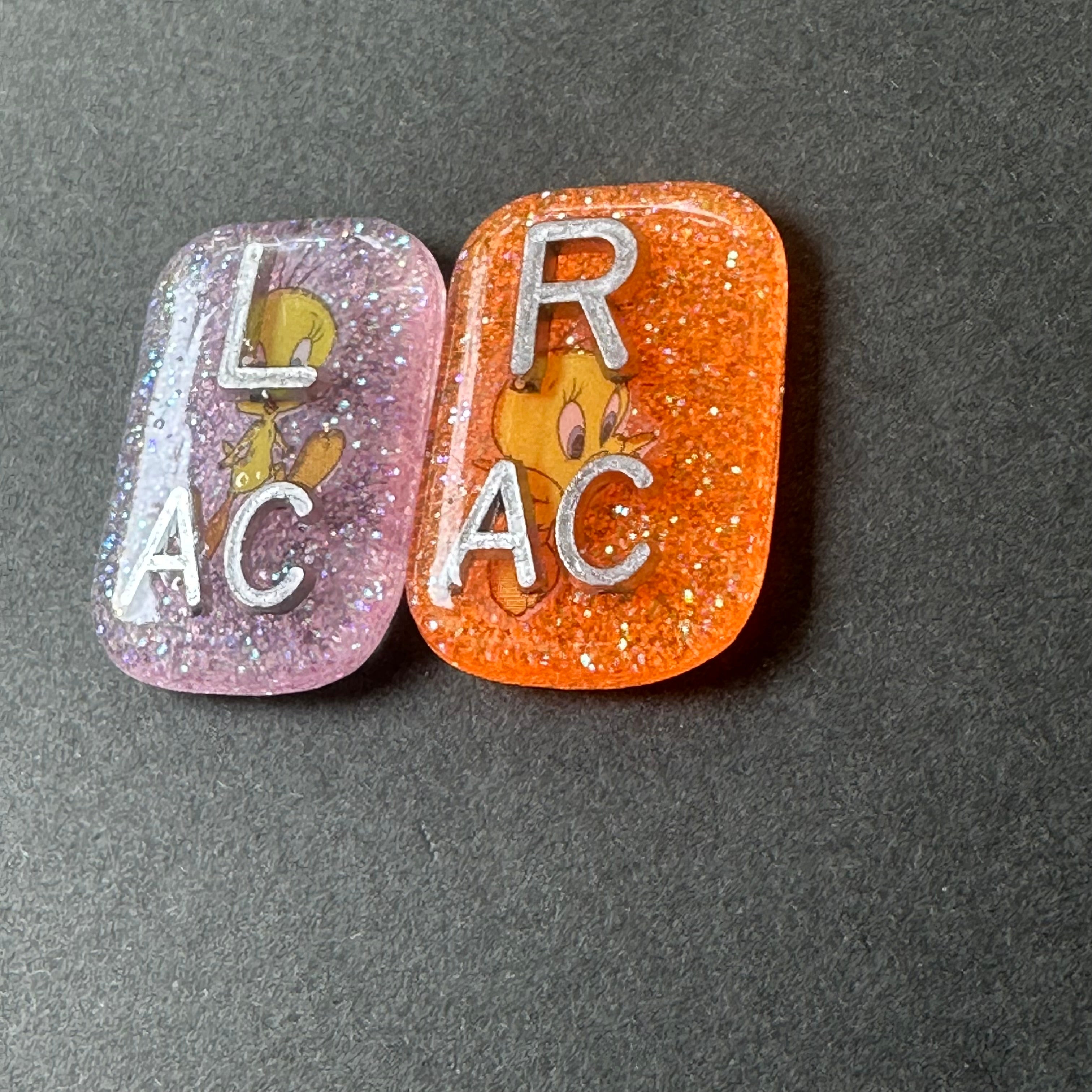 Tweety Bird X-ray Markers, 2 or 3 Initials, cute, tweety, bird, Small Rectangle, Glitter