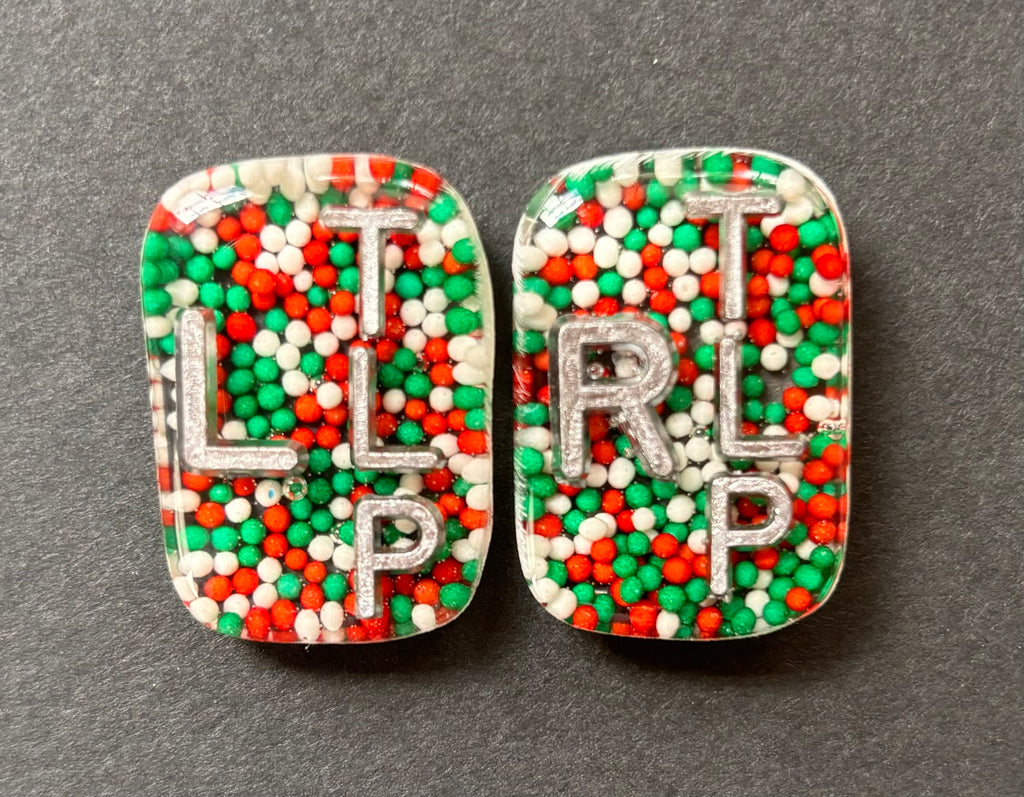 Christmas Sprinkle Xray Markers, Rectangle, 2 or 3 Initials, Cute, Fun, Christmas