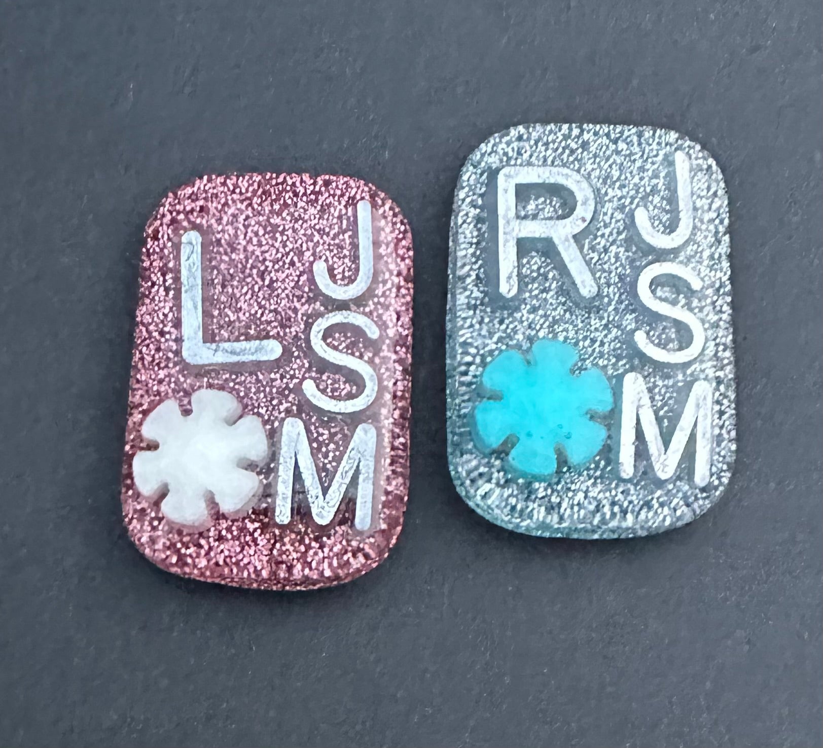 White & blue snowflake Xray Markers, With 2 or 3 Initials, snowflake Winter Xray Markers