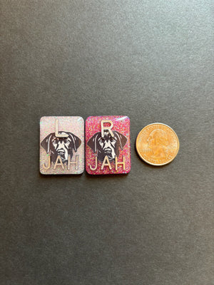 Black Lab Xray Markers, With 2 or 3 Initials, Rectangle, Glitter, Dog