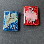 Sea shell X-ray Markers, With 2 or 3 Initials, Rectangle, Glitter, Conch & clam