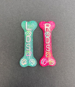 Bone Xray Markers With Paw Prints, With Initials, Colorful, Vertical