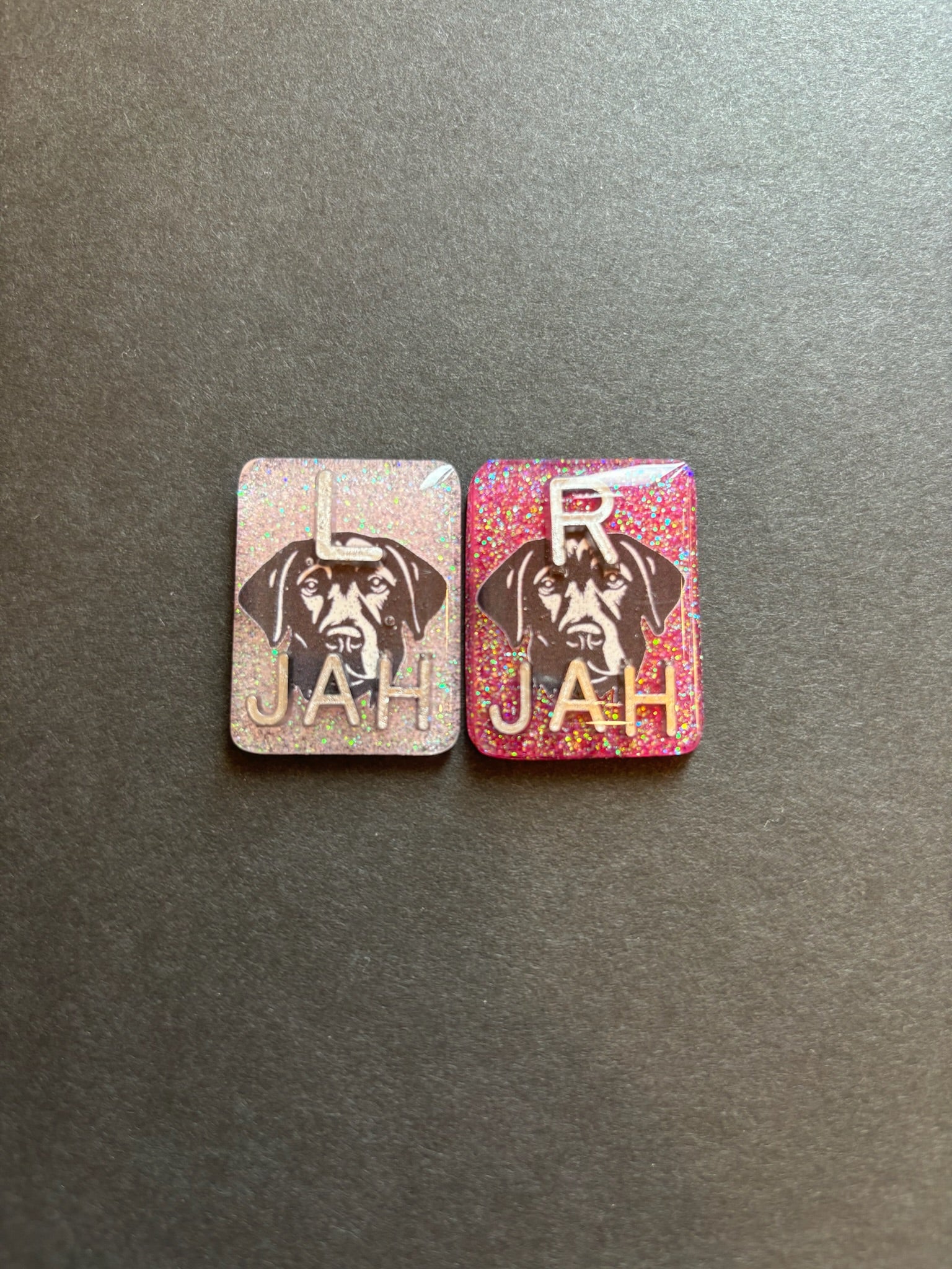 Black Lab Xray Markers, With 2 or 3 Initials, Rectangle, Glitter, Dog