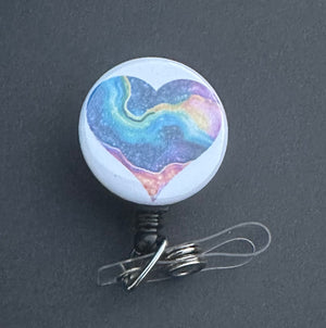 Oil spill heart Retractable ID Badge Holder, heart, oil spill