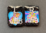 Leopard & Alien Xray Markers, With 2 or 3 Initials, Glitter, Rectangle, 90’s theme, leopard, alien Animal Print