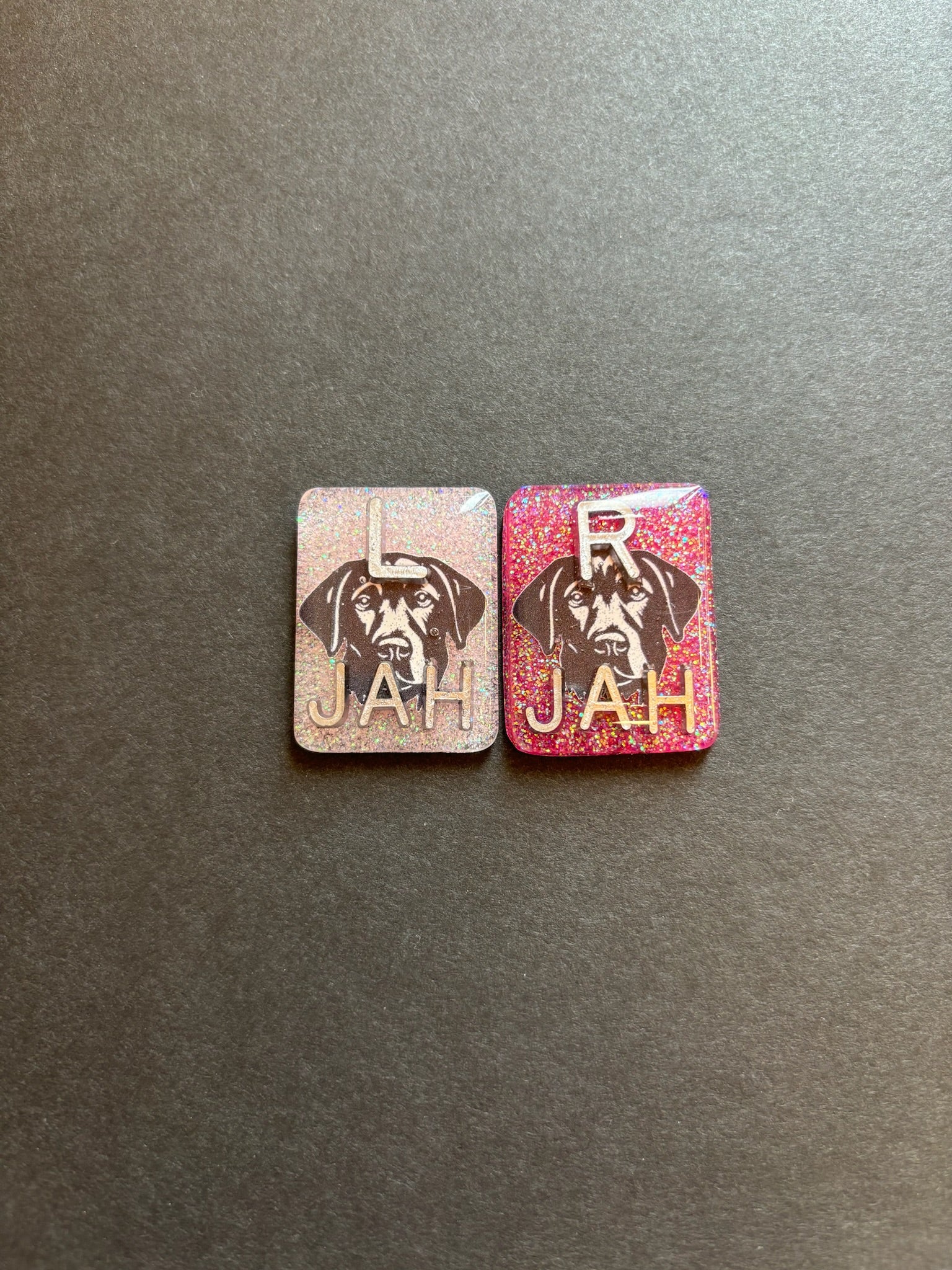 Black Lab Xray Markers, With 2 or 3 Initials, Rectangle, Glitter, Dog