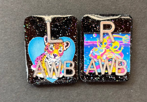 Leopard & Alien Xray Markers, With 2 or 3 Initials, Glitter, Rectangle, 90’s theme, leopard, alien Animal Print