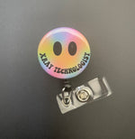 X-ray Technologist Rainbow Smiley Face Retractable ID Badge Holder X-ray, happy, smile