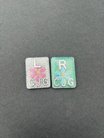 Flower Xray Markers, With 2 or 3 Initials, Large Rectangle, Glitter, Flowers