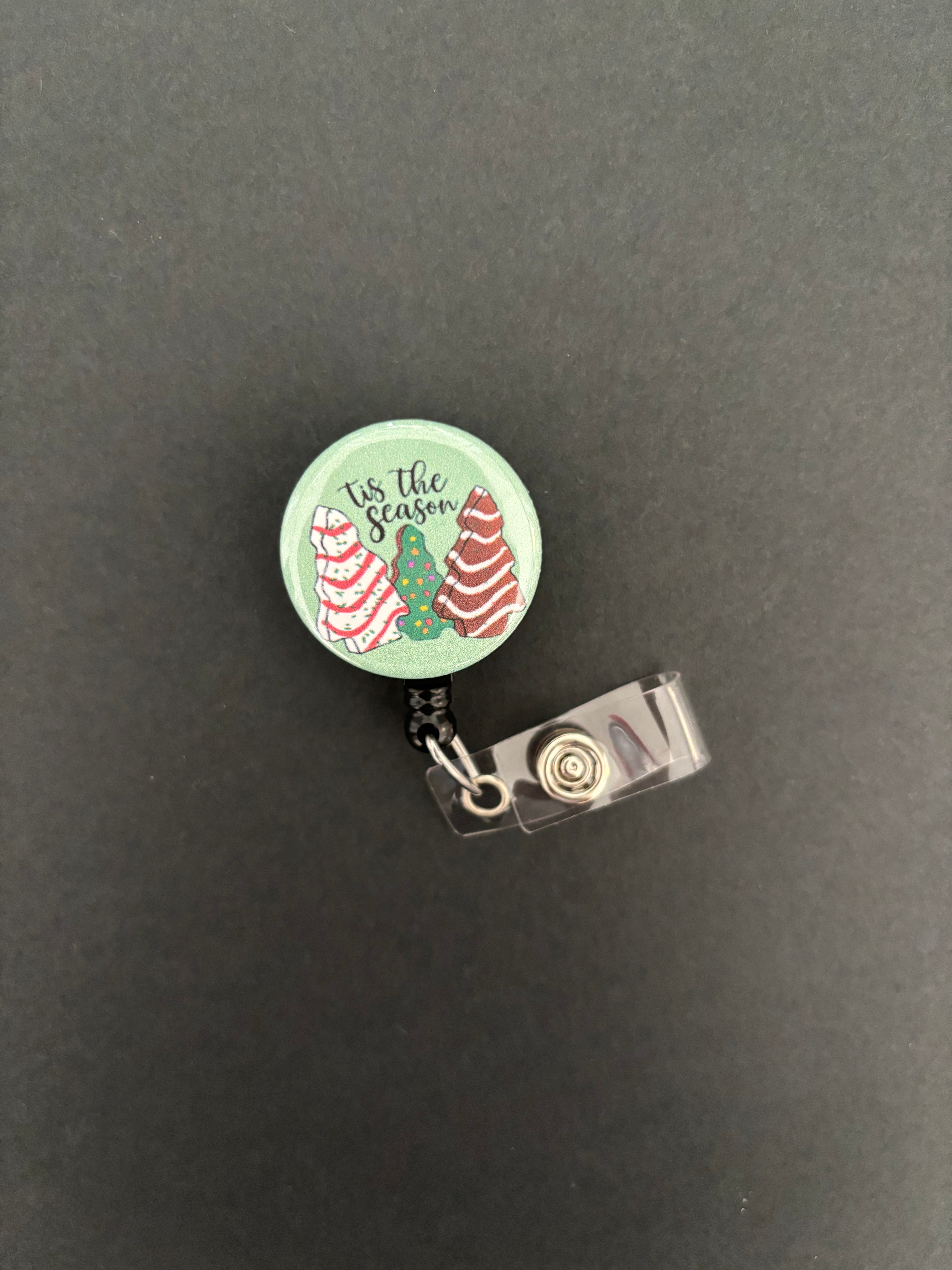 Christmas Tree Cakes Badge Holder, Retractable ID Badge Reel, Tis The Season, Little Debbie, Snack Cake, Cute, Gift