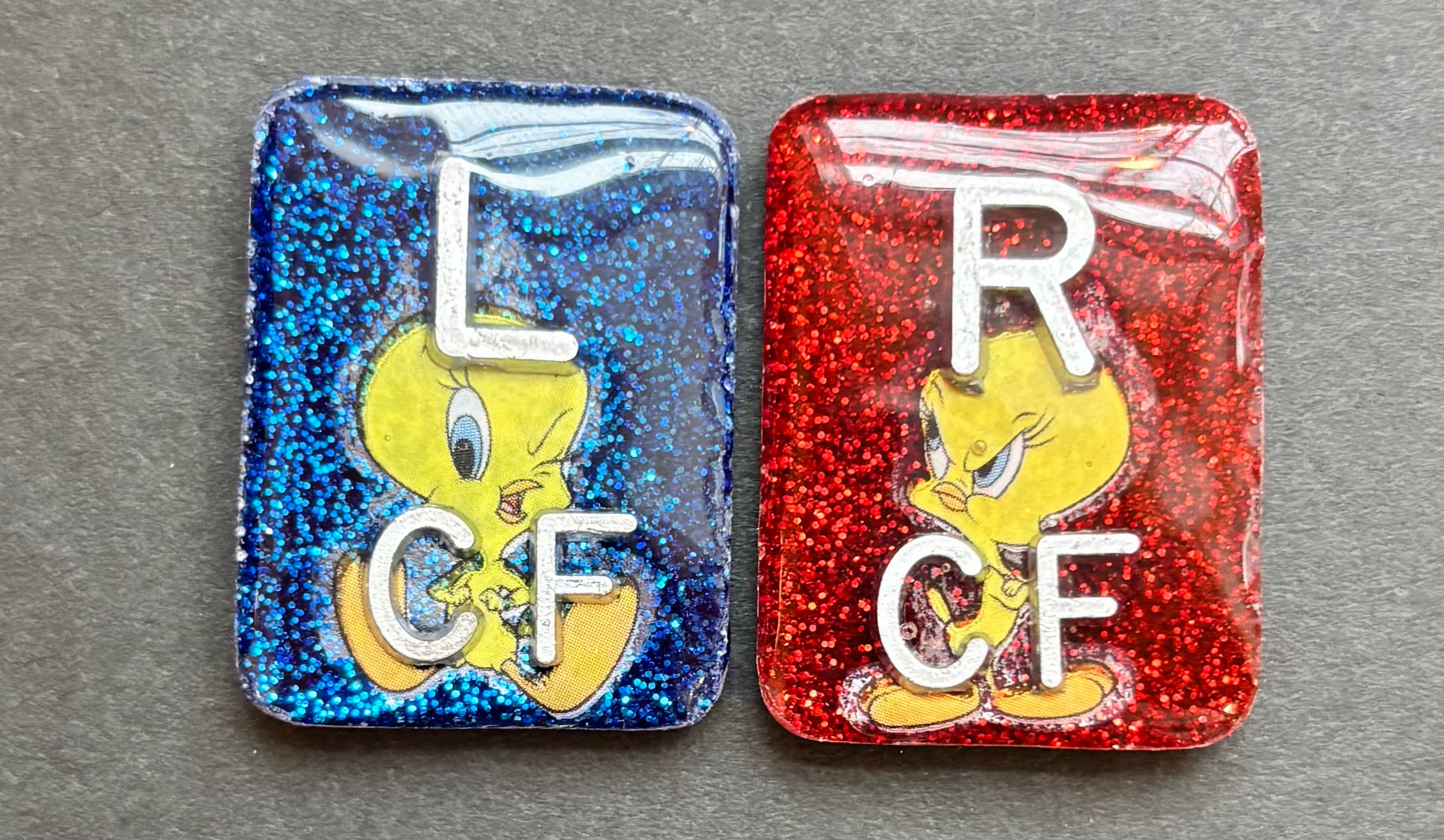 Tweety Bird X-ray Markers, 2 or 3 Initials, Cute, large Rectangle, Glitter