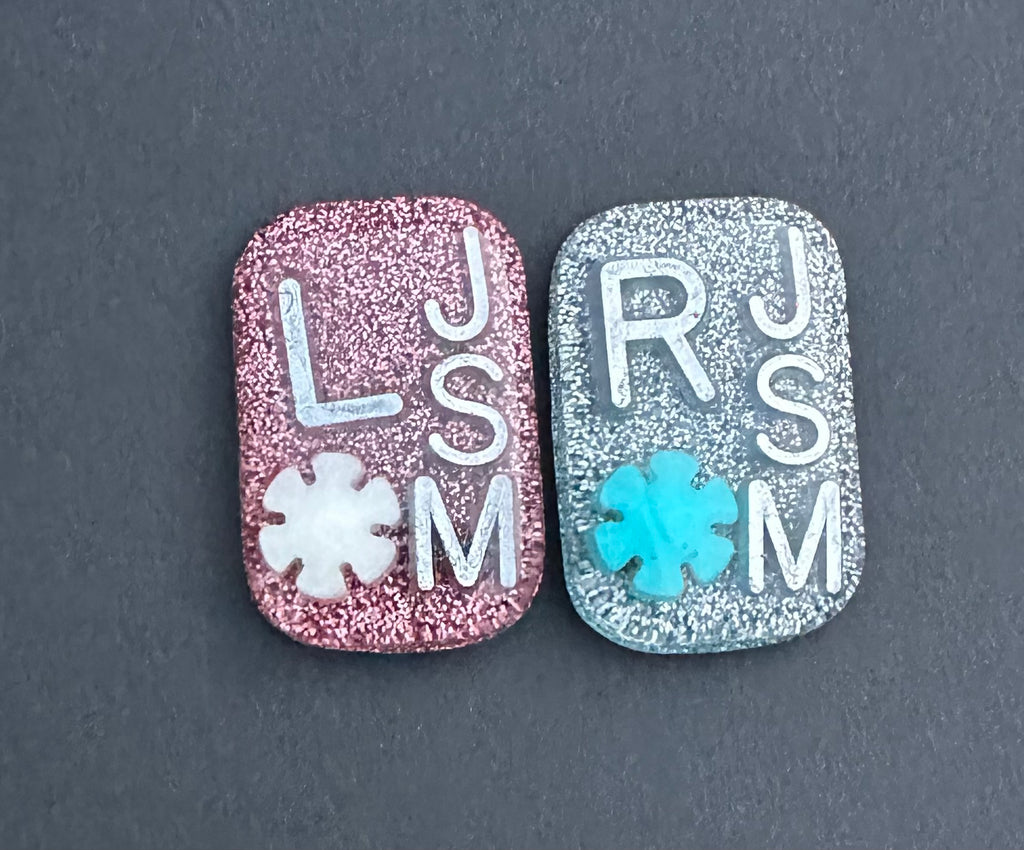 White & blue snowflake Xray Markers, With 2 or 3 Initials, snowflake Winter Xray Markers