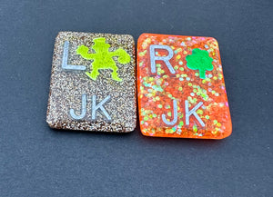 Leprechaun and Shamrock Rectangle Xray Markers, With Initials, Glitter, St Patricks Day, Irish