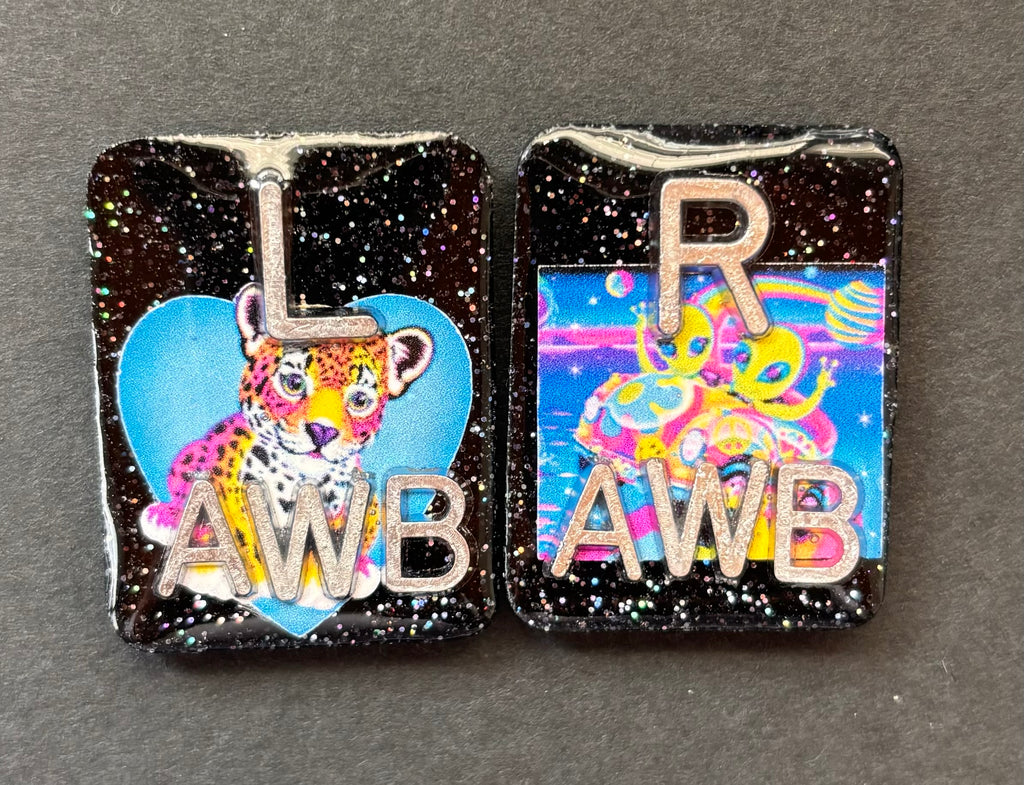 Leopard & Alien Xray Markers, With 2 or 3 Initials, Glitter, Rectangle, 90’s theme, leopard, alien Animal Print