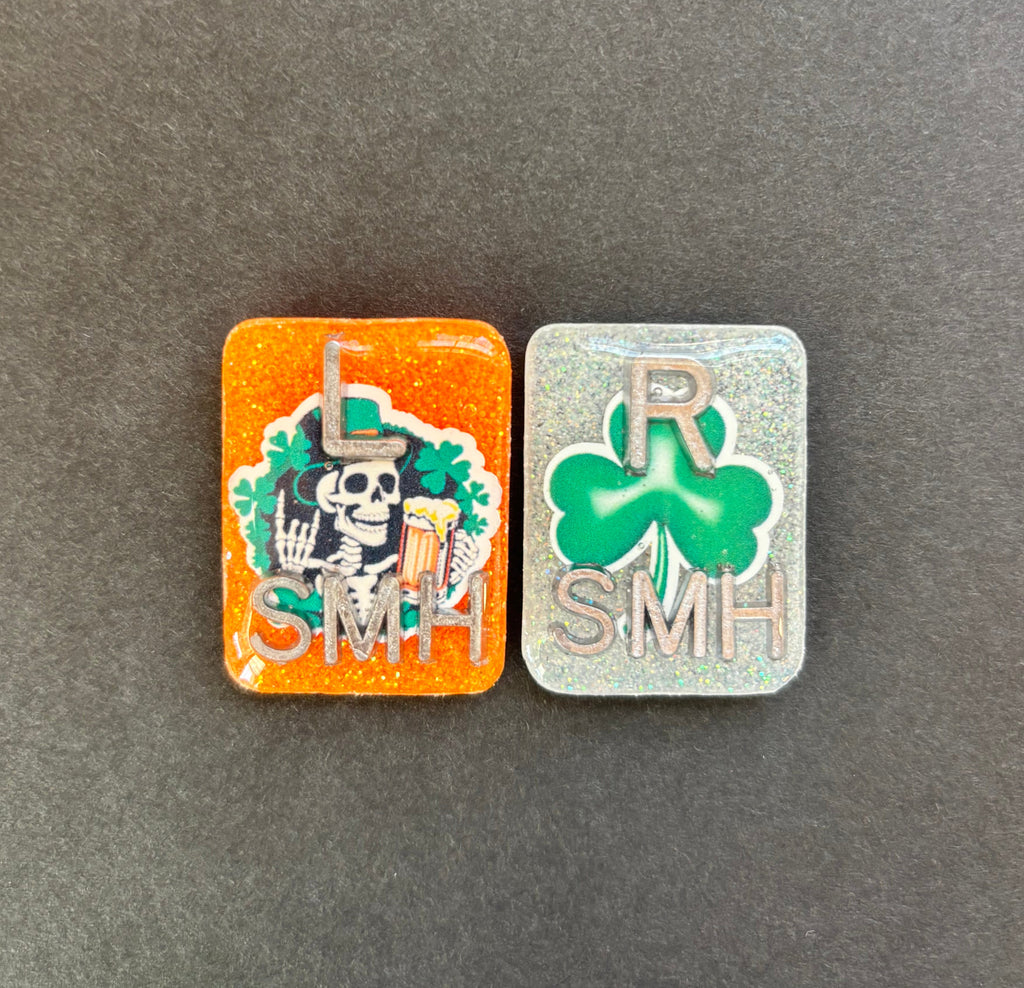 St. Patrick's Day Xray Markers, Rectangle, With Initials, Glitter, St Patricks Day, Irish, Shamrock, Skeleton