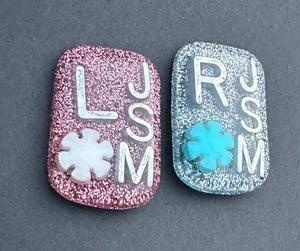 White & blue snowflake Xray Markers, With 2 or 3 Initials, snowflake Winter Xray Markers