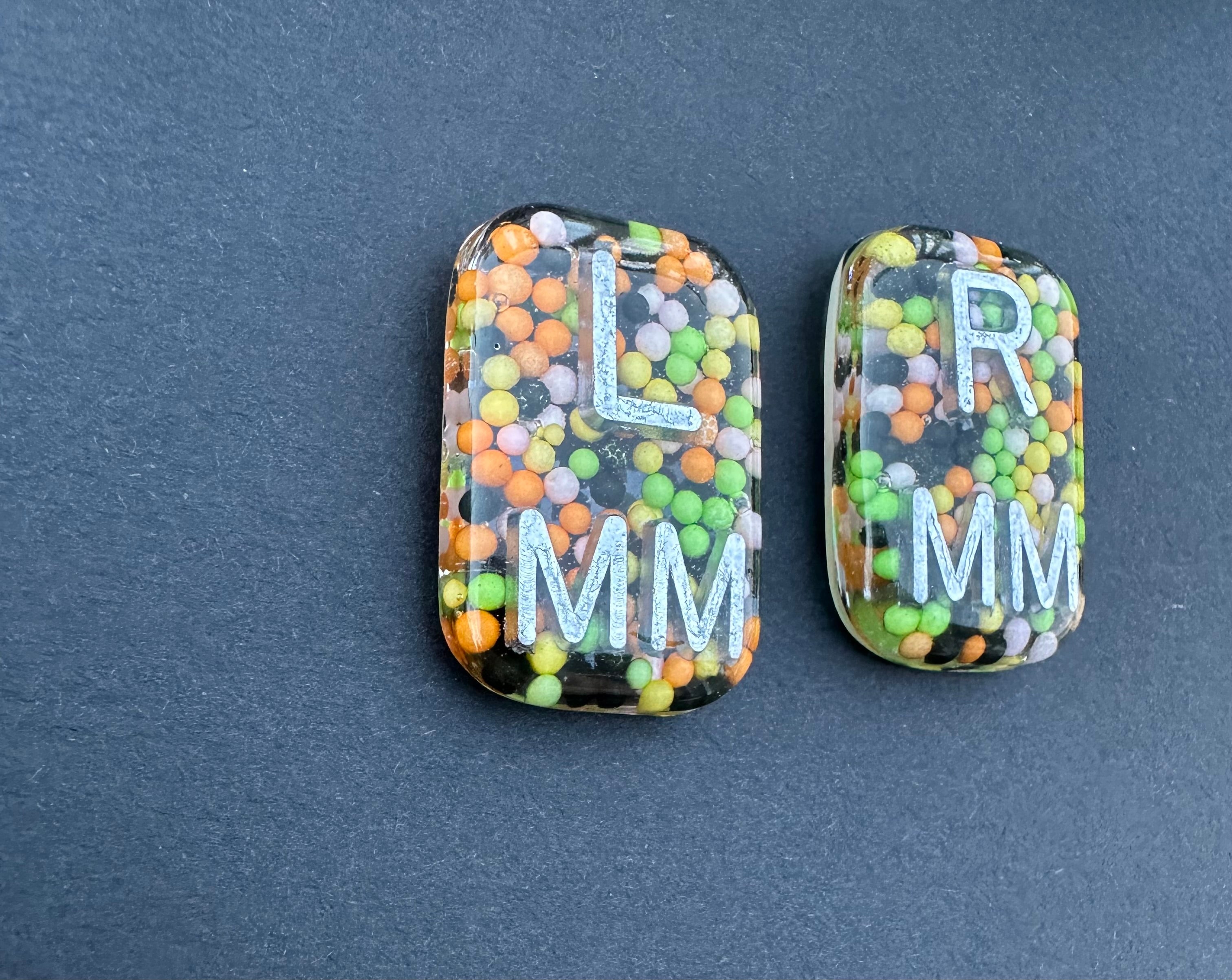 Sprinkle Xray Markers, Rectangle, 2 or 3 Initials, Cute, Fun, Halloween