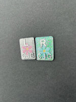 Flower Xray Markers, With 2 or 3 Initials, Large Rectangle, Glitter, Flowers