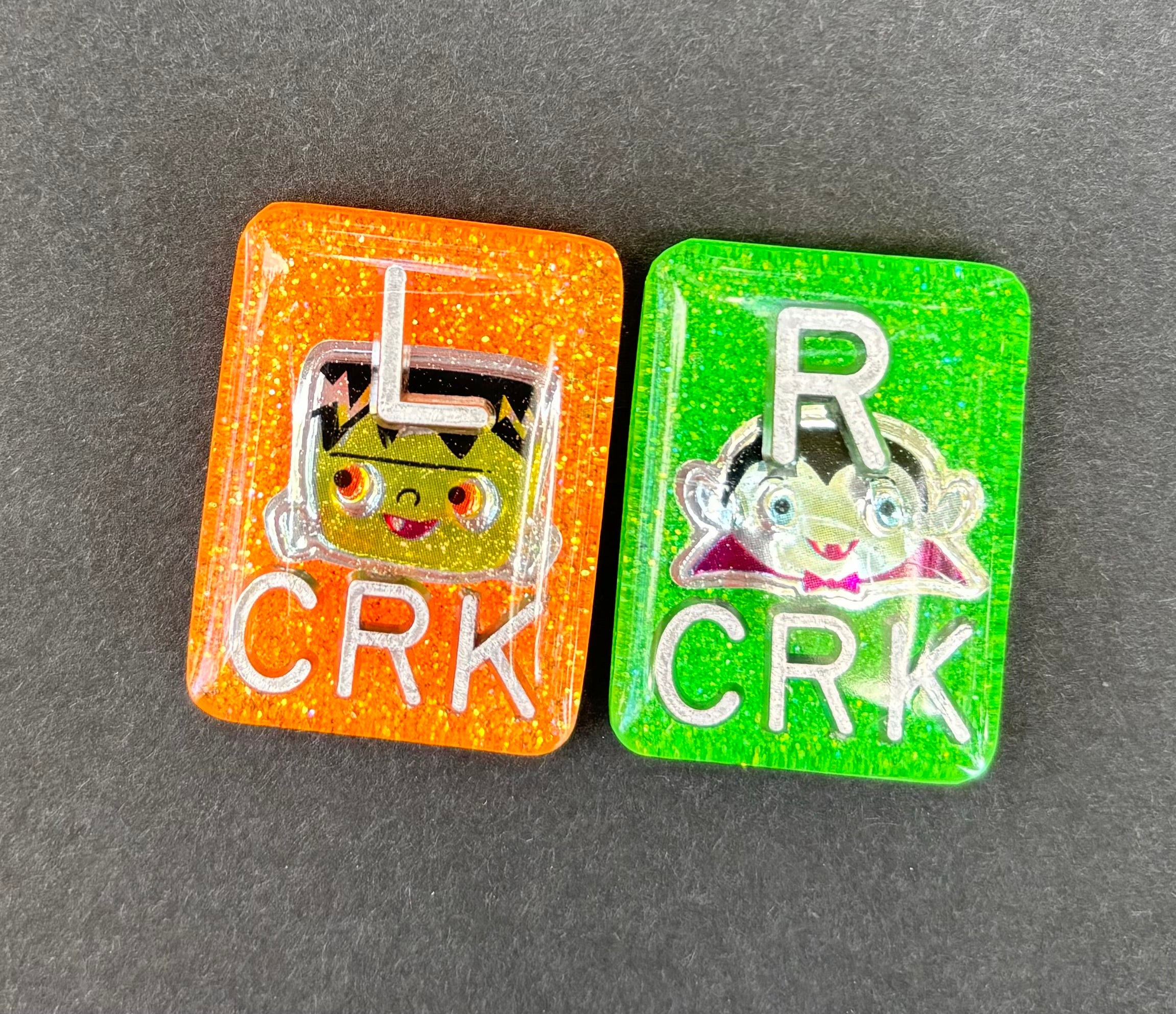 frankenstein and dracula X-ray Markers, With 2 or 3 Initials, Large Rectangle, Halloween, spooky