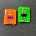 Halloween Bat Xray Markers, With 2 or 3 Initials, Large Rectangle, Halloween, Autumn, purple, Black, Glitter