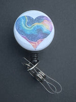 Oil spill heart Retractable ID Badge Holder, heart, oil spill