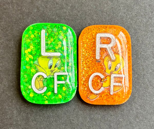 Tweety Bird X-ray Markers, 2 or 3 Initials, Cute, Small Rectangle, Glitter