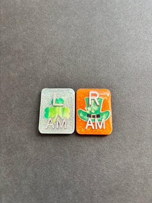 St. Patrick's Day Xray Markers, Rectangle, With Initials, Glitter, St Patricks Day, Irish, Shamrock, Leprechaun, Top Hat