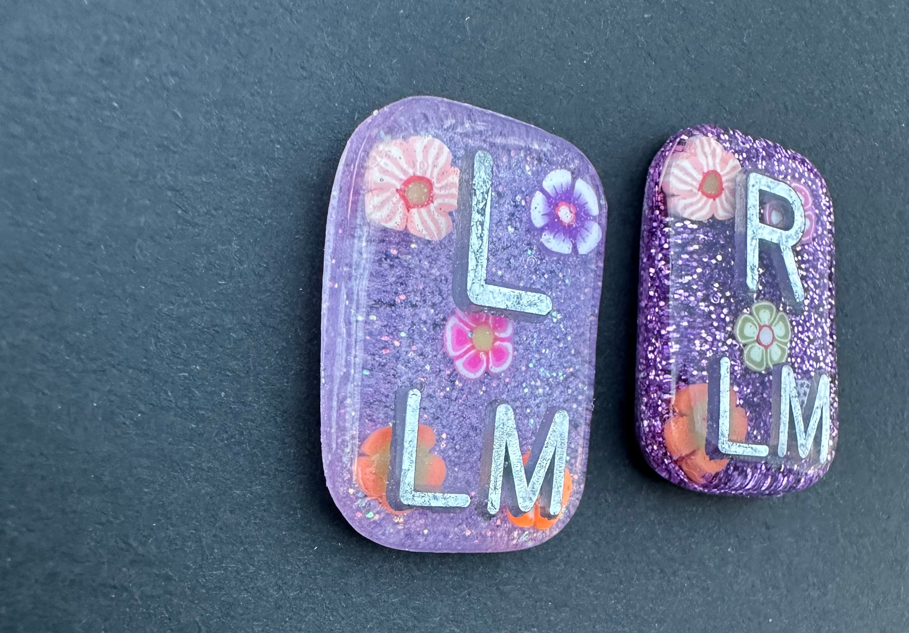 Hawaiian flowers Xray Markers, 2 or 3 Initials, flowers, summer, hawaiian Small Rectangle, Glitter