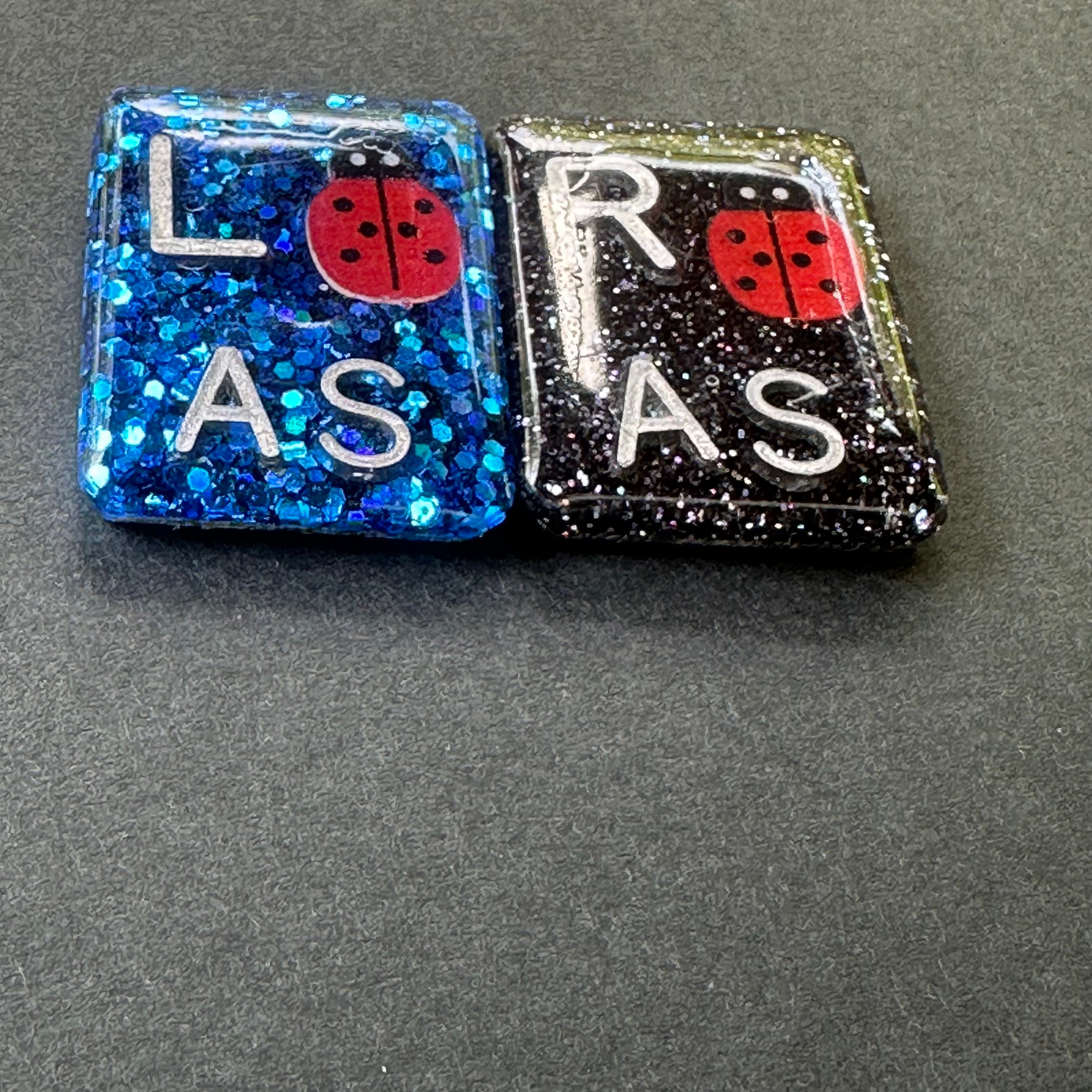 Lady Bug Xray Markers, With 2 or 3 Initials, Glitter