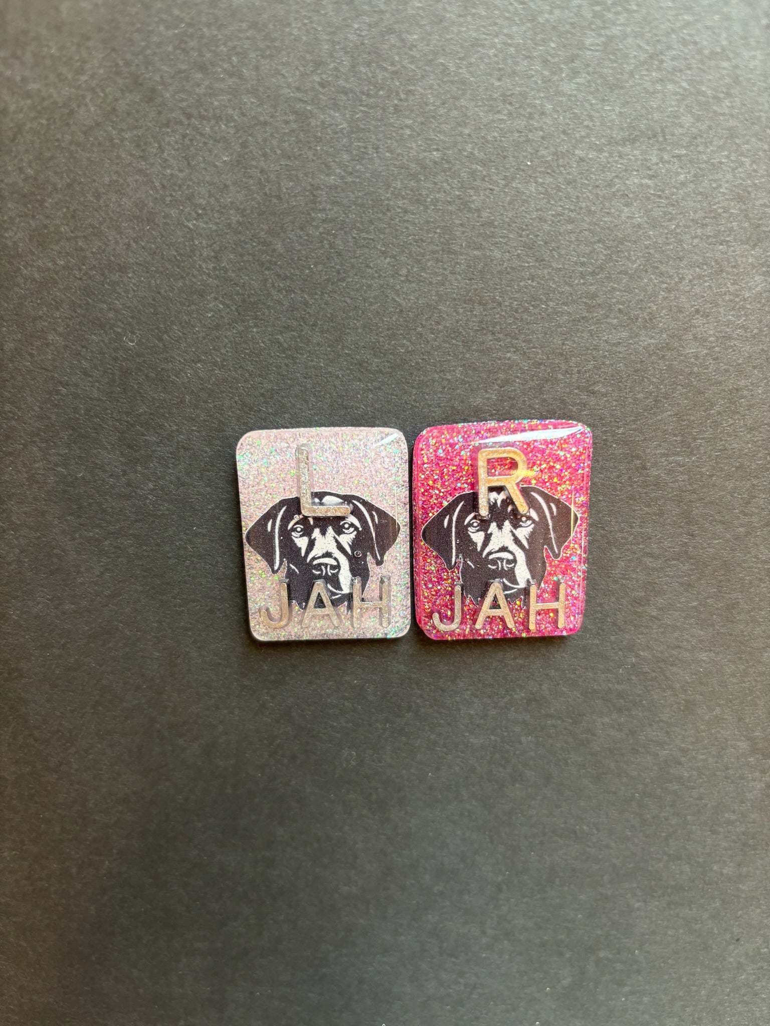 Black Lab Xray Markers, With 2 or 3 Initials, Rectangle, Glitter, Dog