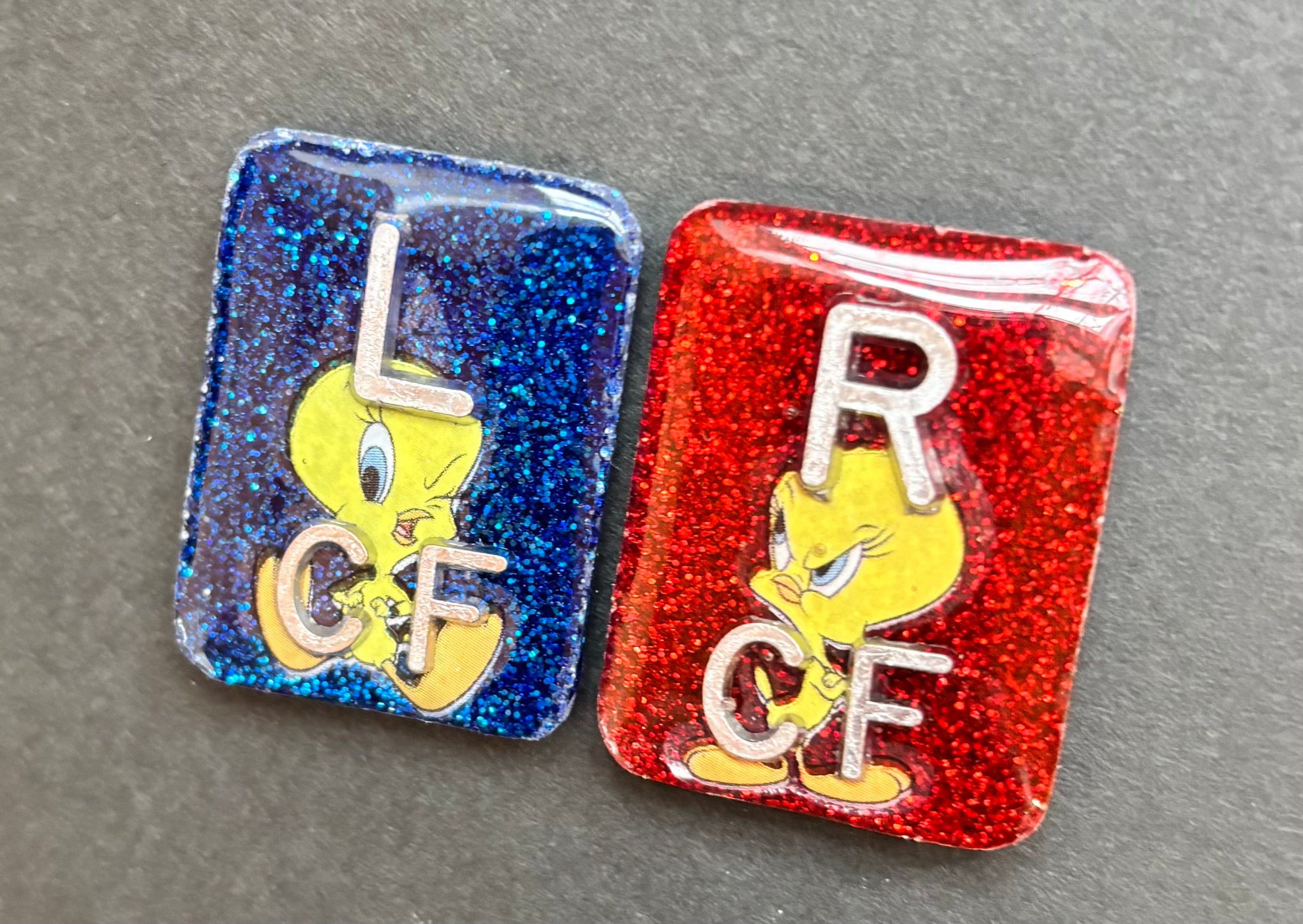 Tweety Bird X-ray Markers, 2 or 3 Initials, Cute, large Rectangle, Glitter
