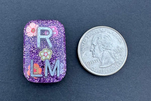 Hawaiian flowers Xray Markers, 2 or 3 Initials, flowers, summer, hawaiian Small Rectangle, Glitter