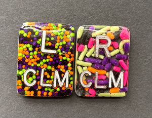 Halloween Sprinkle Xray Markers, Rectangle, 2 or 3 Initials, Cute, Fun, Glitter