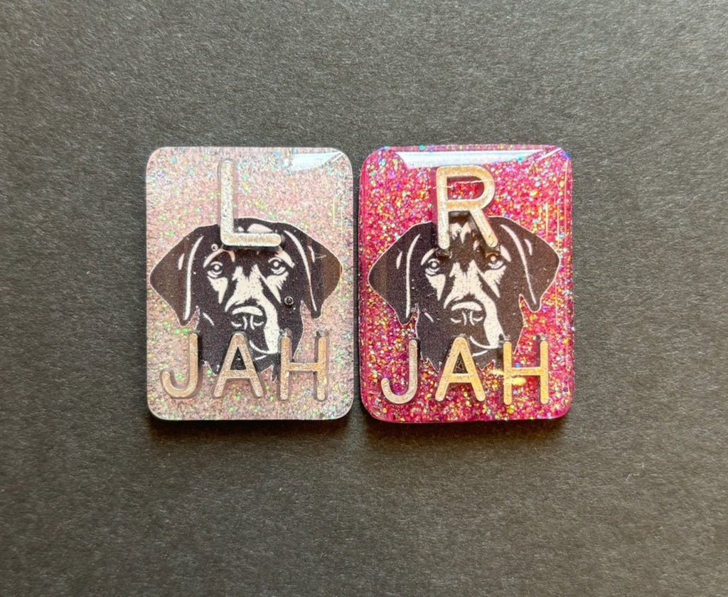 Black Lab Xray Markers, With 2 or 3 Initials, Rectangle, Glitter, Dog